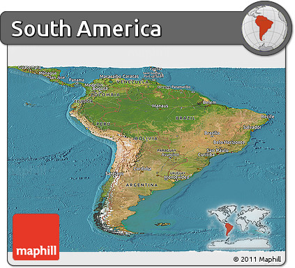 Satellite Panoramic Map of South America