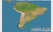 Satellite Panoramic Map of South America, semi-desaturated, land only