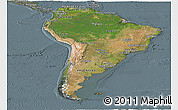 Satellite Panoramic Map of South America, semi-desaturated