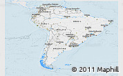Silver Style Panoramic Map of South America, single color outside