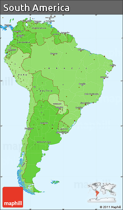 Political Shades Simple Map of South America