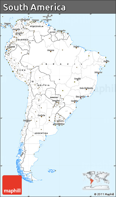 Silver Style Simple Map of South America