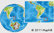 Physical Location Map of South Georgia and the South Sandwich Islands, within the entire continent