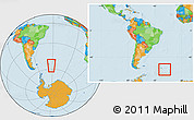 Political Location Map of South Georgia and the South Sandwich Islands, within the entire continent