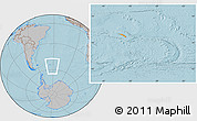 Political Location Map of South Georgia and the South Sandwich Islands, gray outside, hill shading