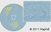 Political Location Map of South Georgia and the South Sandwich Islands, savanna style outside, hill shading