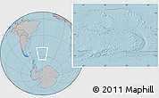 Satellite Location Map of South Georgia and the South Sandwich Islands, gray outside, hill shading