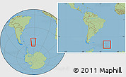 Savanna Style Location Map of South Georgia and the South Sandwich Islands, within the entire continent