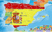 Flag 3D Map of Spain, political outside, flag centered