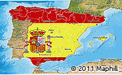 Flag 3D Map of Spain, satellite outside, bathymetry sea