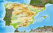 Physical 3D Map of Spain, darken, land only