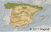 Satellite 3D Map of Spain, lighten, semi-desaturated