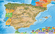 Satellite 3D Map of Spain, political outside