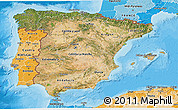 Satellite 3D Map of Spain, political shades outside