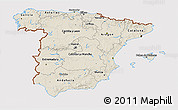 Shaded Relief 3D Map of Spain, cropped outside