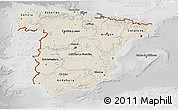 Shaded Relief 3D Map of Spain, lighten, desaturated