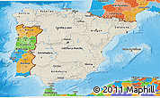 Shaded Relief 3D Map of Spain, political outside, shaded relief sea