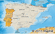 Shaded Relief 3D Map of Spain, political shades outside, shaded relief sea