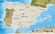 Shaded Relief 3D Map of Spain, satellite outside, shaded relief sea