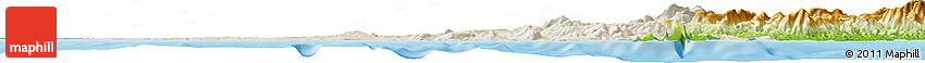 Shaded Relief Horizon Map of Cádiz, physical outside