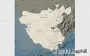 Shaded Relief Map of Cádiz, darken