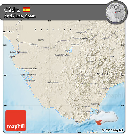 Shaded Relief Map of Cádiz