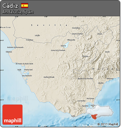 Shaded Relief Map of Cádiz