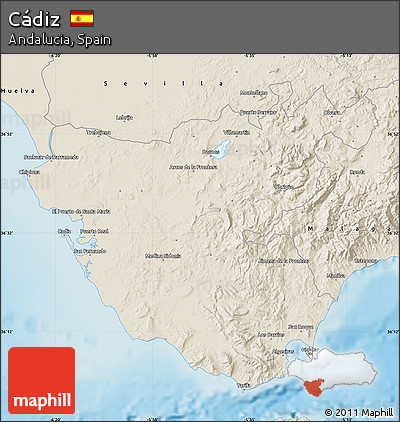 Shaded Relief Map of Cádiz