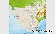 Shaded Relief Map of Cádiz, physical outside