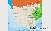 Shaded Relief Map of Cádiz, political outside