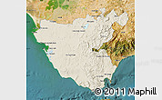 Shaded Relief Map of Cádiz, satellite outside