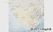 Shaded Relief Map of Cádiz, semi-desaturated