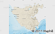 Shaded Relief Map of Cádiz, single color outside