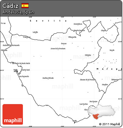 Blank Simple Map of Cádiz