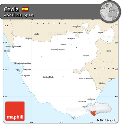 Classic Style Simple Map of Cádiz