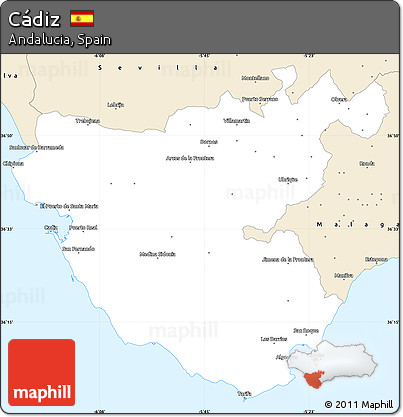 Classic Style Simple Map of Cádiz