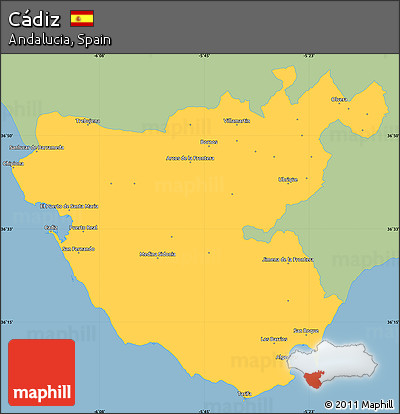 Savanna Style Simple Map of Cádiz, single color outside
