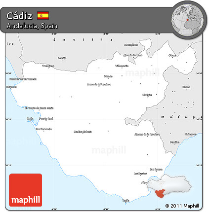 Silver Style Simple Map of Cádiz