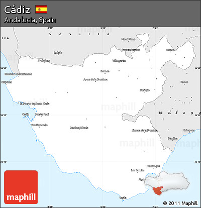Silver Style Simple Map of Cádiz