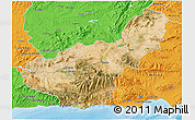 Satellite 3D Map of Granada, political outside