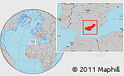 Gray Location Map of Granada