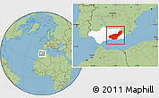 Savanna Style Location Map of Granada, highlighted parent region
