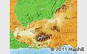 Physical Map of Granada, political outside