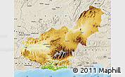 Physical Map of Granada, shaded relief outside