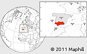 Blank Location Map of Andalucia, highlighted country, within the entire country