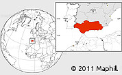 Blank Location Map of Andalucia, highlighted country