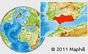 Physical Location Map of Andalucia