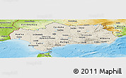 Shaded Relief Panoramic Map of Andalucia, physical outside