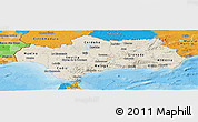 Shaded Relief Panoramic Map of Andalucia, political outside