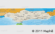 Shaded Relief Panoramic Map of Andalucia, political shades outside